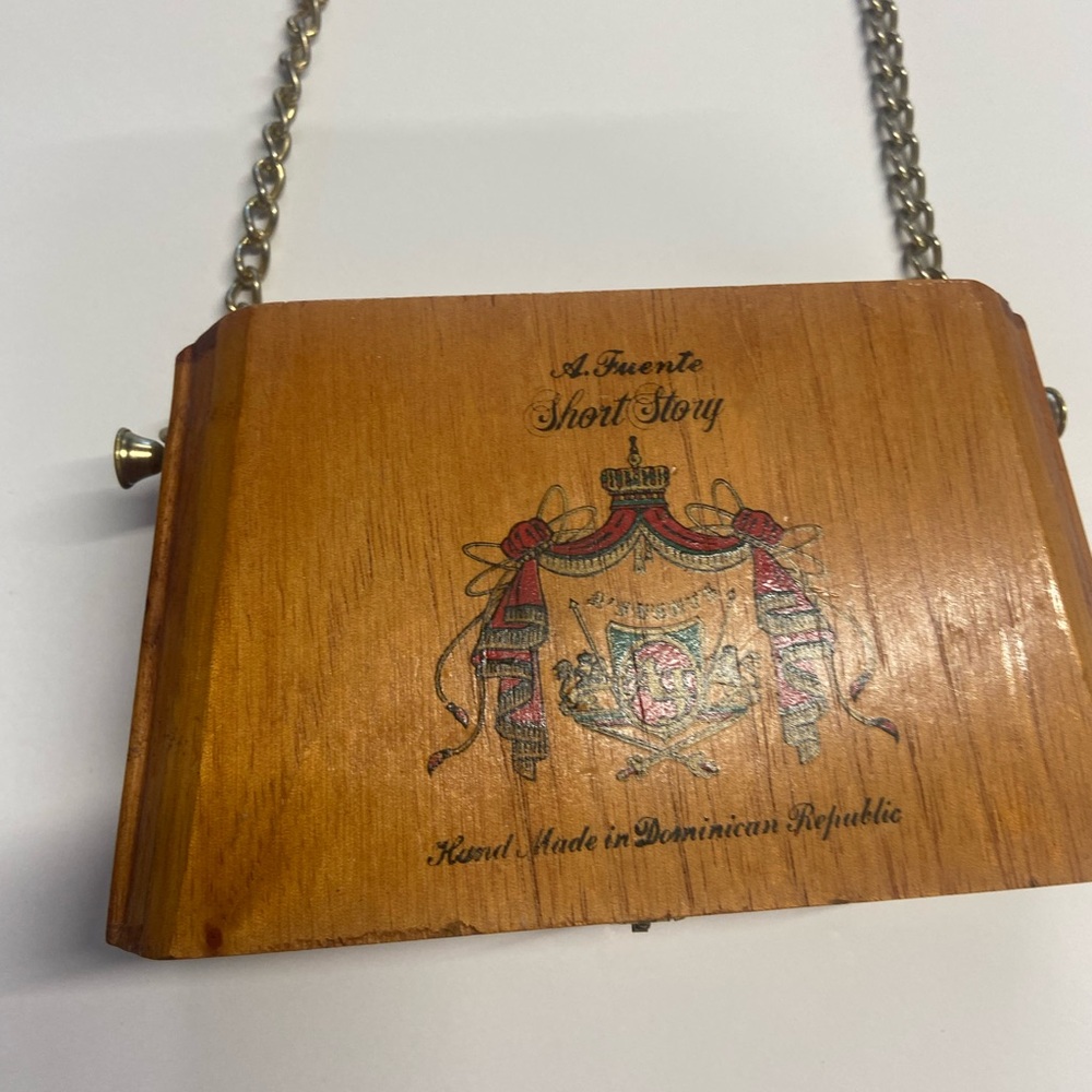 Golden Brown Wooden Shoulder Bag with Chain Strap